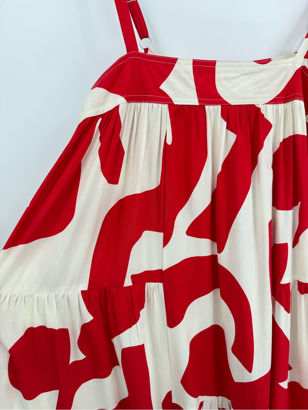 Anthropologie x Abel The Label Smock Dress Abstract Flowy Trapeze Summer Maxi L - Picture 9 of 16